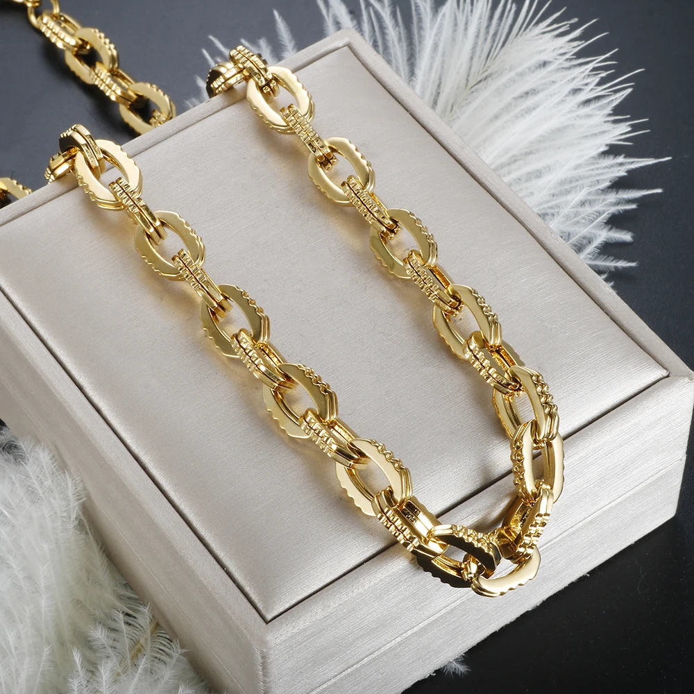 

Classic Granny Chic Necklace Zigzag Chain for Women Men Gold Plated Stainless Steel Waterproof Vintage Jewelry Gift Wholesales