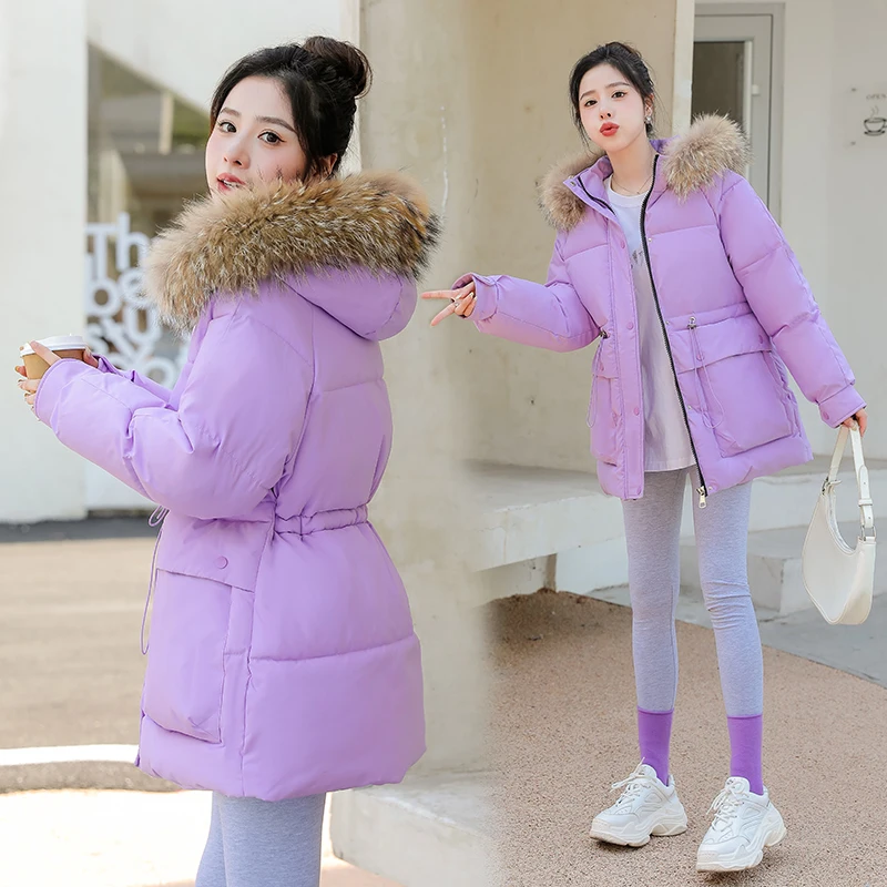 

2022 Winter New Women's Bread Coat Women's Korean Version Slim Big Fur Collar Cotton Coat Women's Short Down Cotton Coat