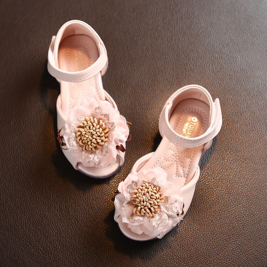 

Toddler Infant Elegant Shoe Kids Baby Girls Lace Floral Party Princess Leather Shoes Sandals Soft Sole Anti-slip Sweet Sandal