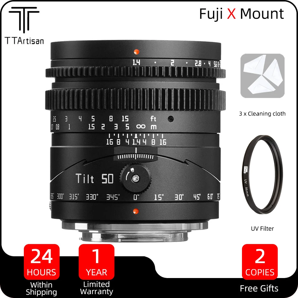 

TTArtisan 50mm f1.4 X Tilt Lens For Fuji X-mount Full Frame MF Tilt Shift Lens for Fujifilm X Mount X-T1 X-PRO1 X-A1 X-M2