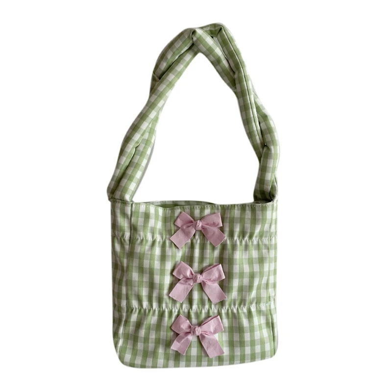 

Beautiful Bowknot Plaid Shoulder Bag Underarm Bag Tote Bag Women Handbag Accessories for Daughter Girlfriend Birthday