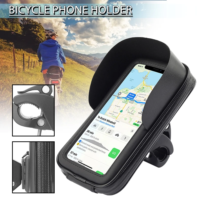 

New Motorcycle Bicycle e-Bike Smartphone Mobile Phone Holder Bag Universal 6.3" 360 Degree Swivel Resistant and Anti-slip Holder