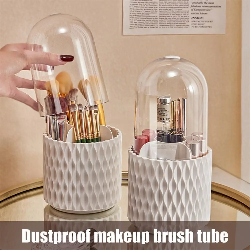 

Rotary Cosmetic Brush Storage Cylinder Large Capacity Transparent Holder Dustproof Cosmetic Storage Box With Cover For Wome H1r2