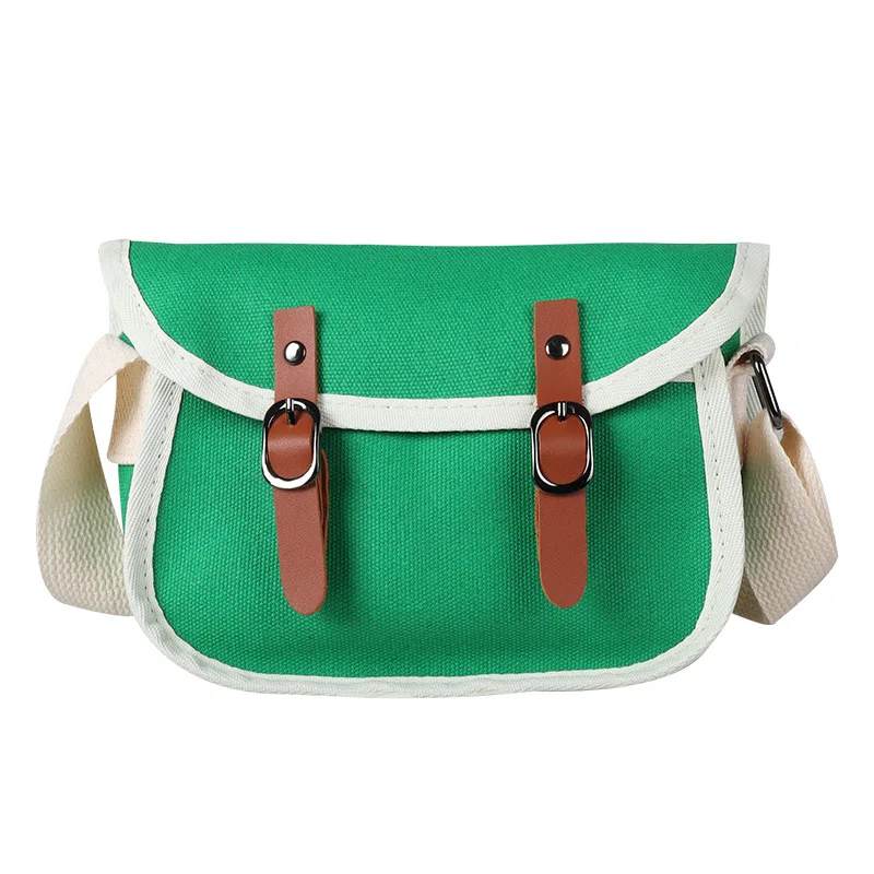 Children Shoulder Bags 2022 Spring Fashion New Style Boys Girls Contrast Canvas Messenger Bag