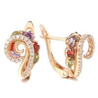 grier 2022 new fashion colorful natural zircon rose gold ear cuff earring stone earrings for girls party wedding jewelry