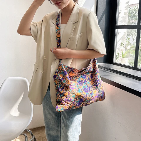 Модная дизайнерская качественная холщовая дамская сумка через плечо с цветочным узором, модные вместительные женские сумки-мессенджеры, новая женская сумка