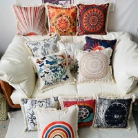 4545cm bohemian cushion cover india mandala ouija sun printed pillow case tassels decorative cushions for sofa bed home decor