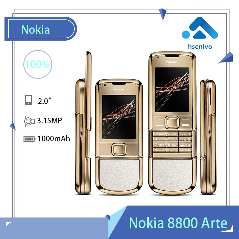 

Nokia 8800 Arte Refurbished-Original Unlocked Nokia 8800 Arte Gold 4G Internal Memory Phone camera 3.15MP Free shipping