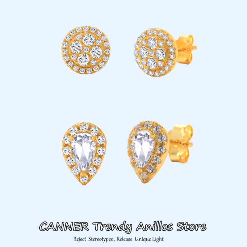 

CANNER New Arrival Luxury Exquisite 925 Sterling Silver Korean White Zircon Stud Earing For Women Valentine's Day Gifts Jewelry