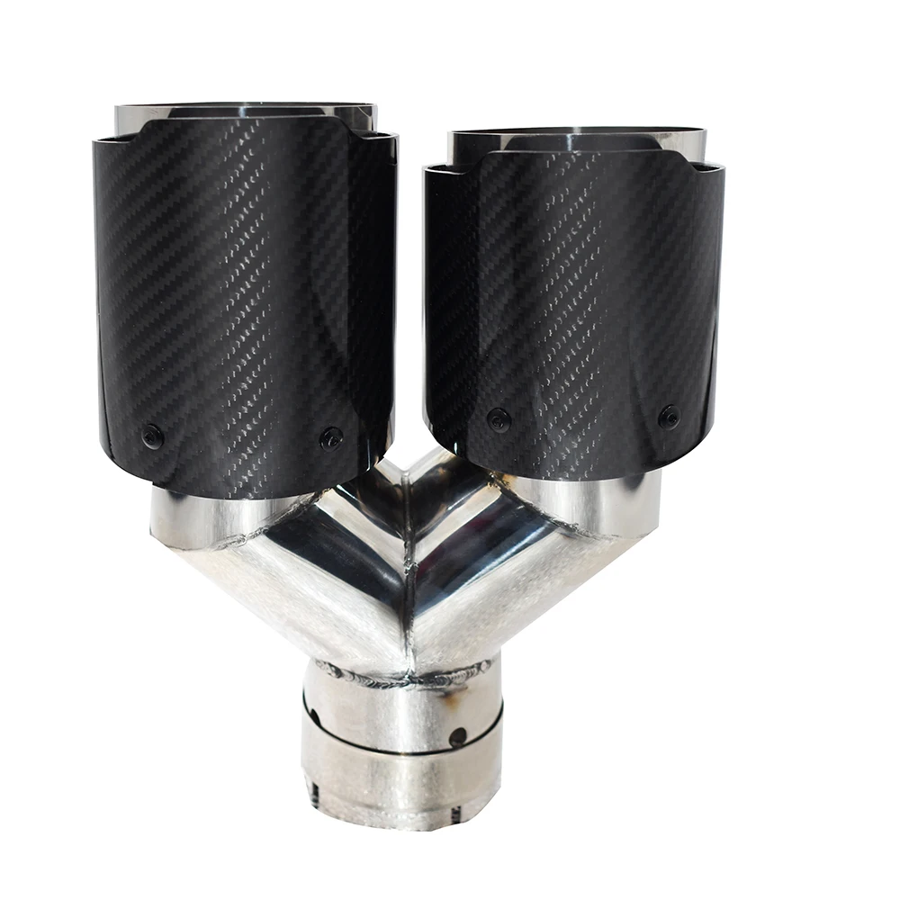 

1 пара Y-образный глянцевый наконечник для выхлопной трубы из углеродного волокна, универсальный автомобильный глушитель из нержавеющей ст...