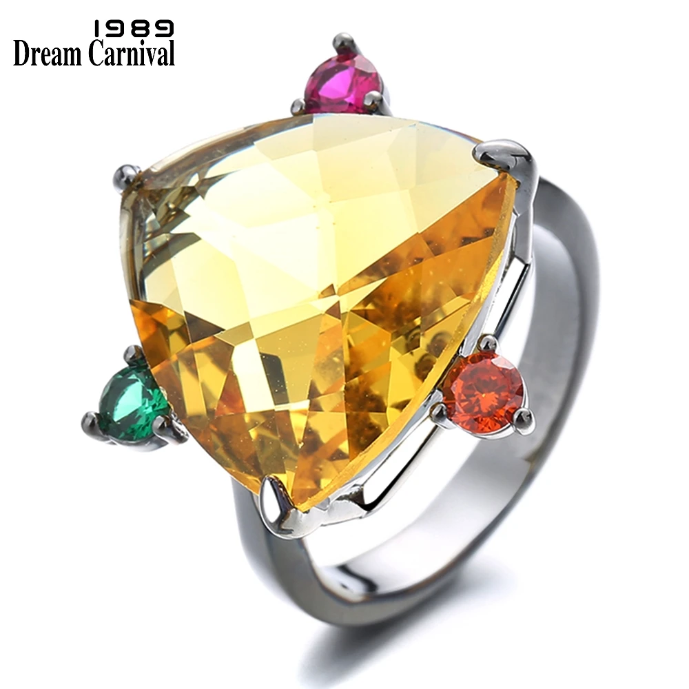 

DreamCarnival1989 New Star Look Women Ring Light Topaz Fine Cut Shiny Zircon Satellite Stones Beautiful Anniversary Gift WA12061