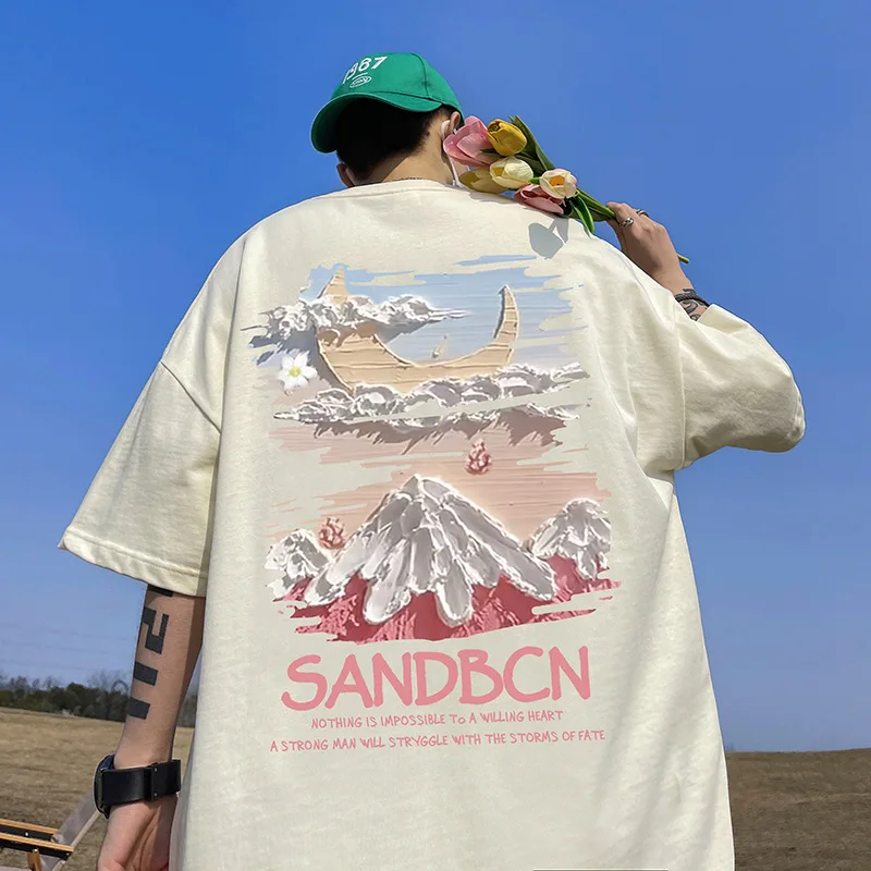 

Summer Men's Short Sleeved T-shirt For American Trend Pure Cotton Clothing Y2k Loose Tops Oversized Valorant Tees Essentials Str