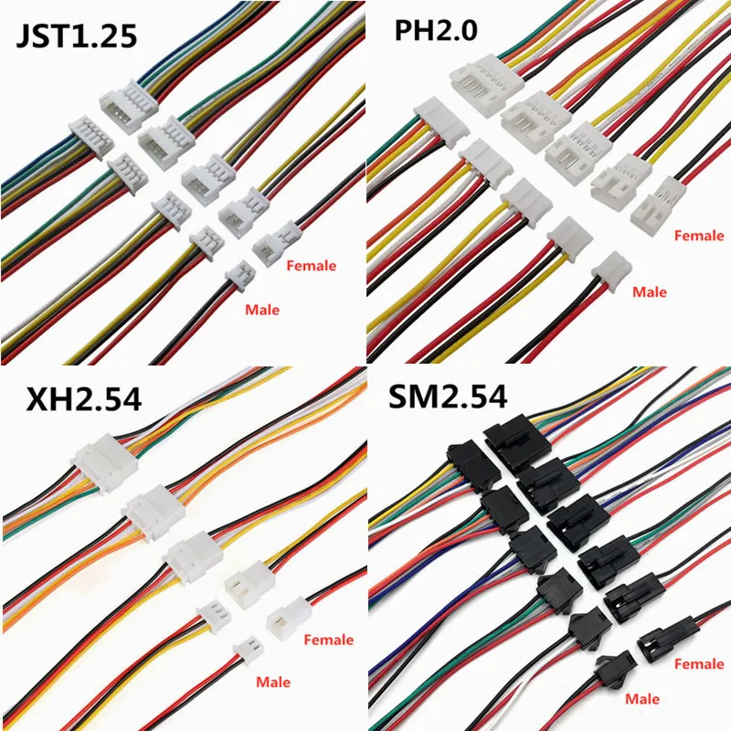 5 пар 2P 3 4pin jst1.25 мм PH 2 0 XH 54 SM2.5 JST штекер гнездо сделай сам фоторазъем кабеля |