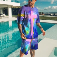 summer men set outfit 3d printed clothing men breathable short sleeve t shirts o neck casual 2 piece set quick drying t shirt