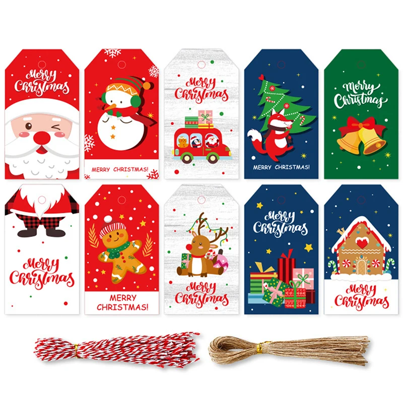 

1Set New Year 2023 Paper Tags Christmas Tree Decoration Tag Christmas Gift Packaging DIY Crafts Christmas Decorations For Home