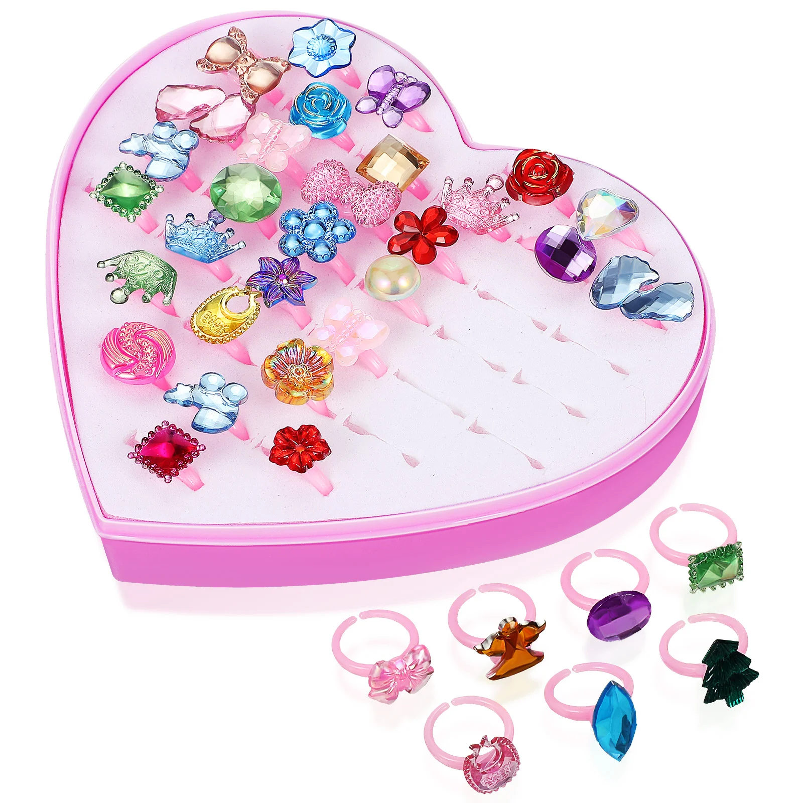 

Girl's Crystal Ring Jewelry Adjustable Rings Kids Dress Up Children Toddler Girls Princess