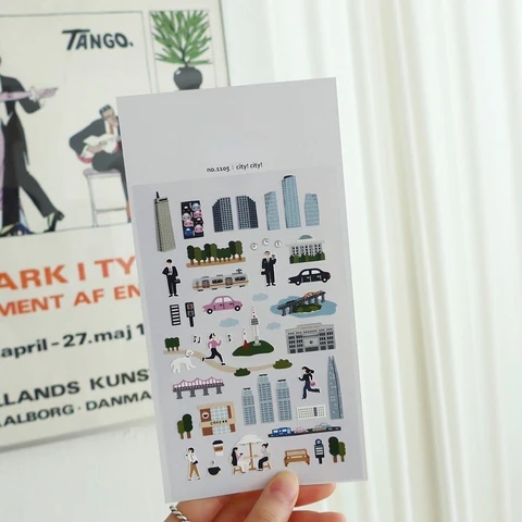 Корейские наклейки для скрапбукинга "Город Сони"