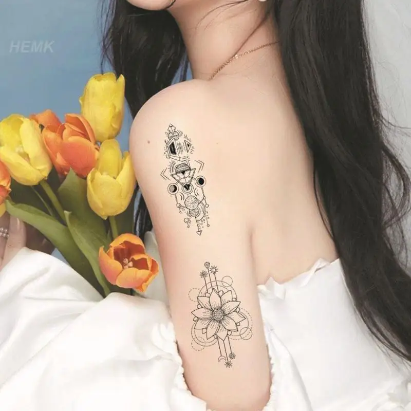 

Full Arm Tattoo Stickers Diy Water Transfer Tattood Girl Vivid Colors Flower Pattern Design Rich Styles Easy To Clean