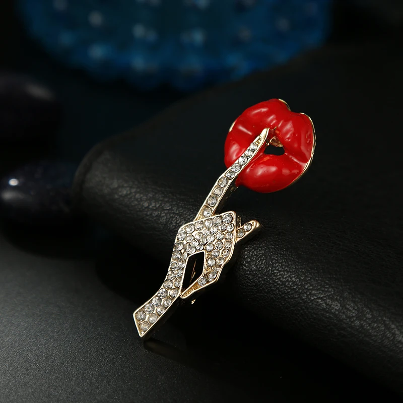 Женская эмалированная Брошь Стразы, красная эмалированная брошь из цинкового сплава в виде секретной позы для вечерние, офиса, Повседневная брошь, булавки, подарки, ювелирные изделия