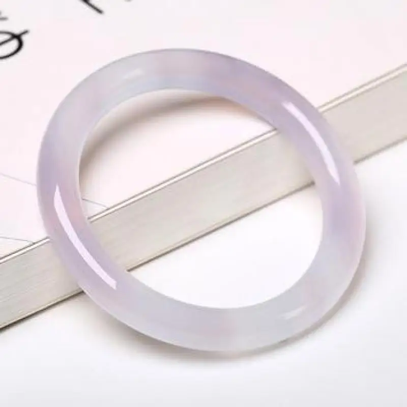 

Send Certificate Natural Light Purple Agate Chalcedony Bracelet Elegant Princess Women Certified Jade Bangles Lucky Amulet Gifts