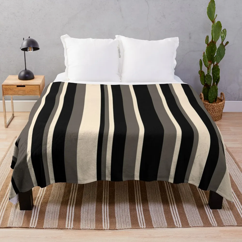 

Elegant Stripes Chaotic Stripes Black Brown Beige Throw Blanket