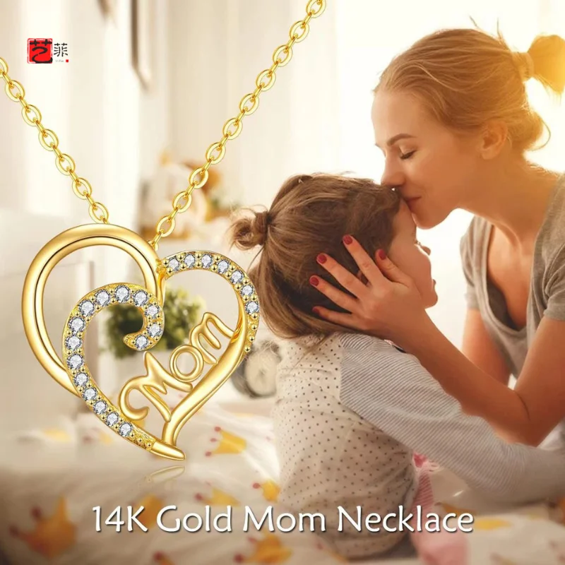 

Hot Saling European and American Letter Mother Heart Diamond Pendant Jewelry Mother's Day Gift Love Mother Necklace Exquisite