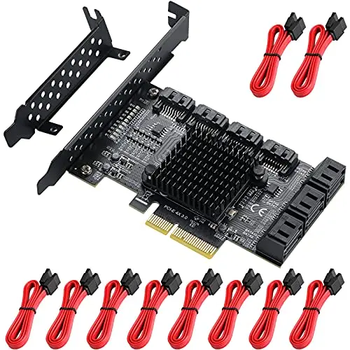 

PCIe SATA Card 6/10 Port 6Gbps SATA 3.0 PCIe Card,Support 10 SATA 3.0 Devices, Built-in Adapter Converter For Desktop PC