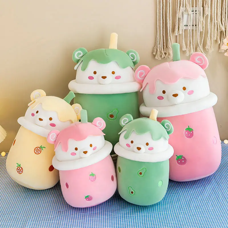 

Creative Cute Boba Milk Tea Plushie Toy Soft Stuffed Apple Pink Strawberry Taste Milk Tea Hug Pillow Balls Bubo Kawaii Girl Toy