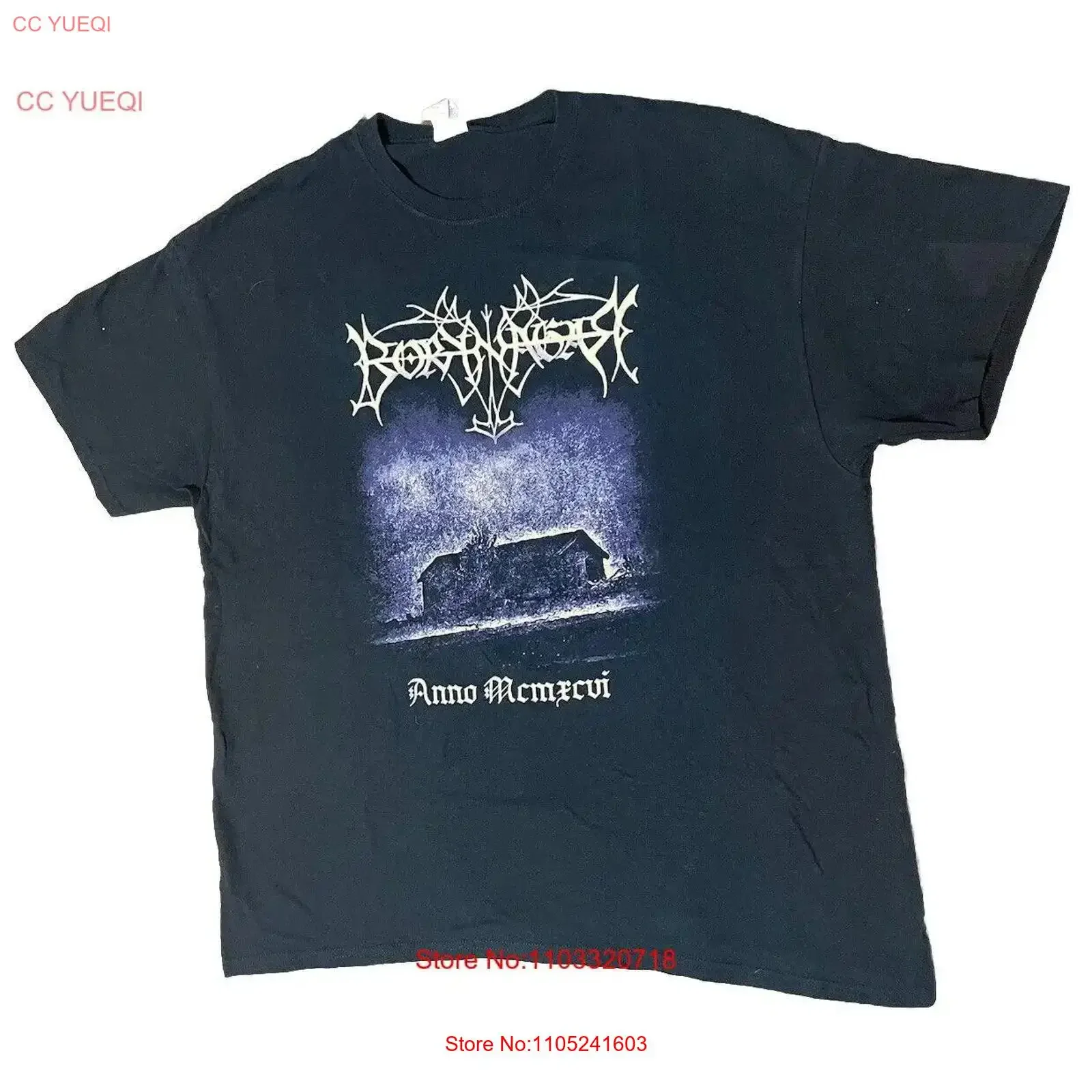 Фото Юбилейная футболка Borknagar Band с 1996 года, размер XL, неношенная винтажная футболка Death Metal, винтажная, слегка уличная одежда для мужчин №1