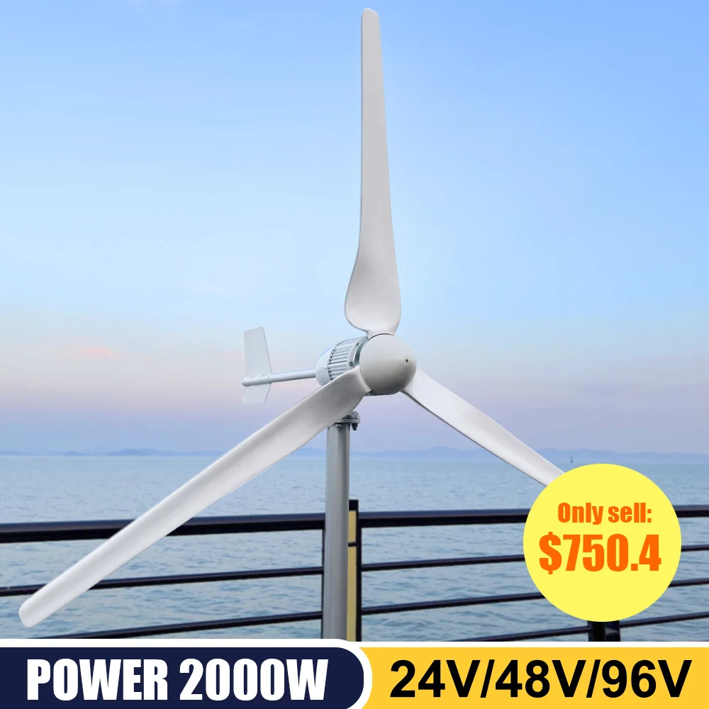 

3000w 3kw Horizontal Wind Turbine Generator 96V 48V 24V Free Energy Magnetic Dynamo Strong Power 220v Inverter Output For Home