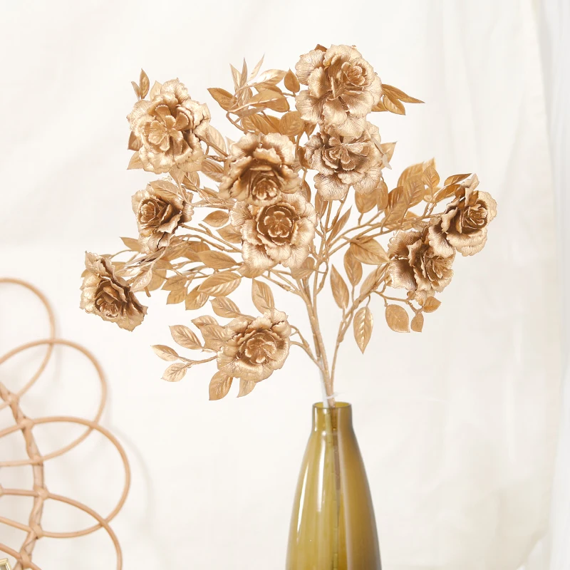 55 см искусственные золотые листья гинкго цветы роза Рождество дома украшения