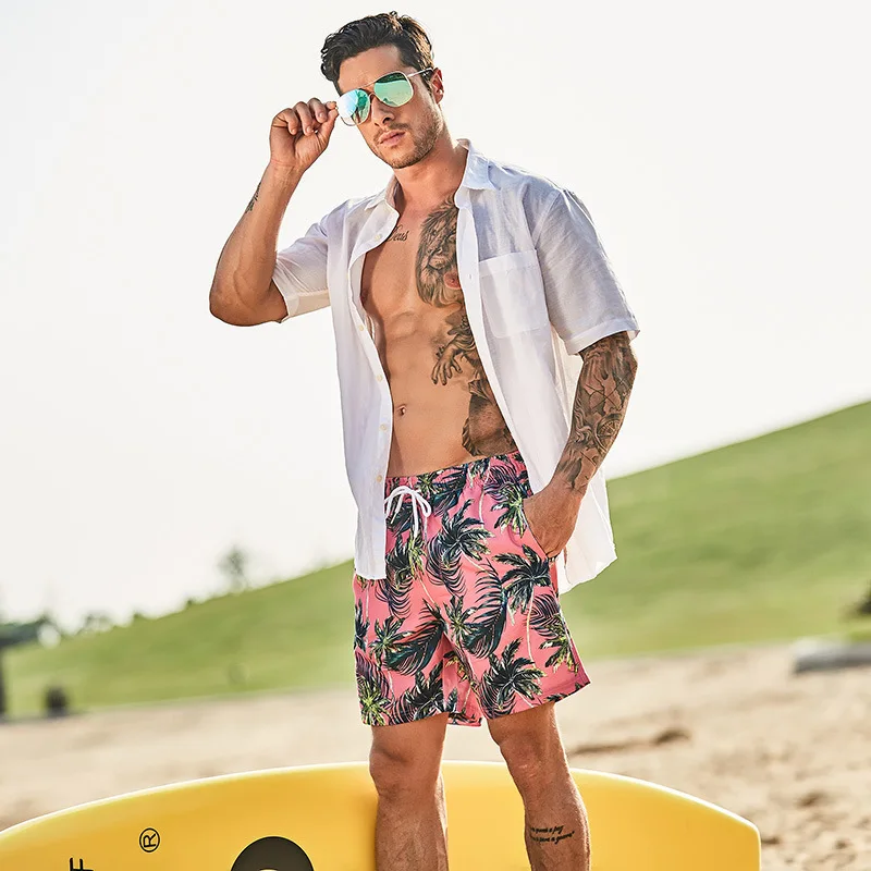 

L7 red print sexy men beach shorts 2022 new summer pool party sports shorts men swimwear swim briefs bikinis surf men swimsuits