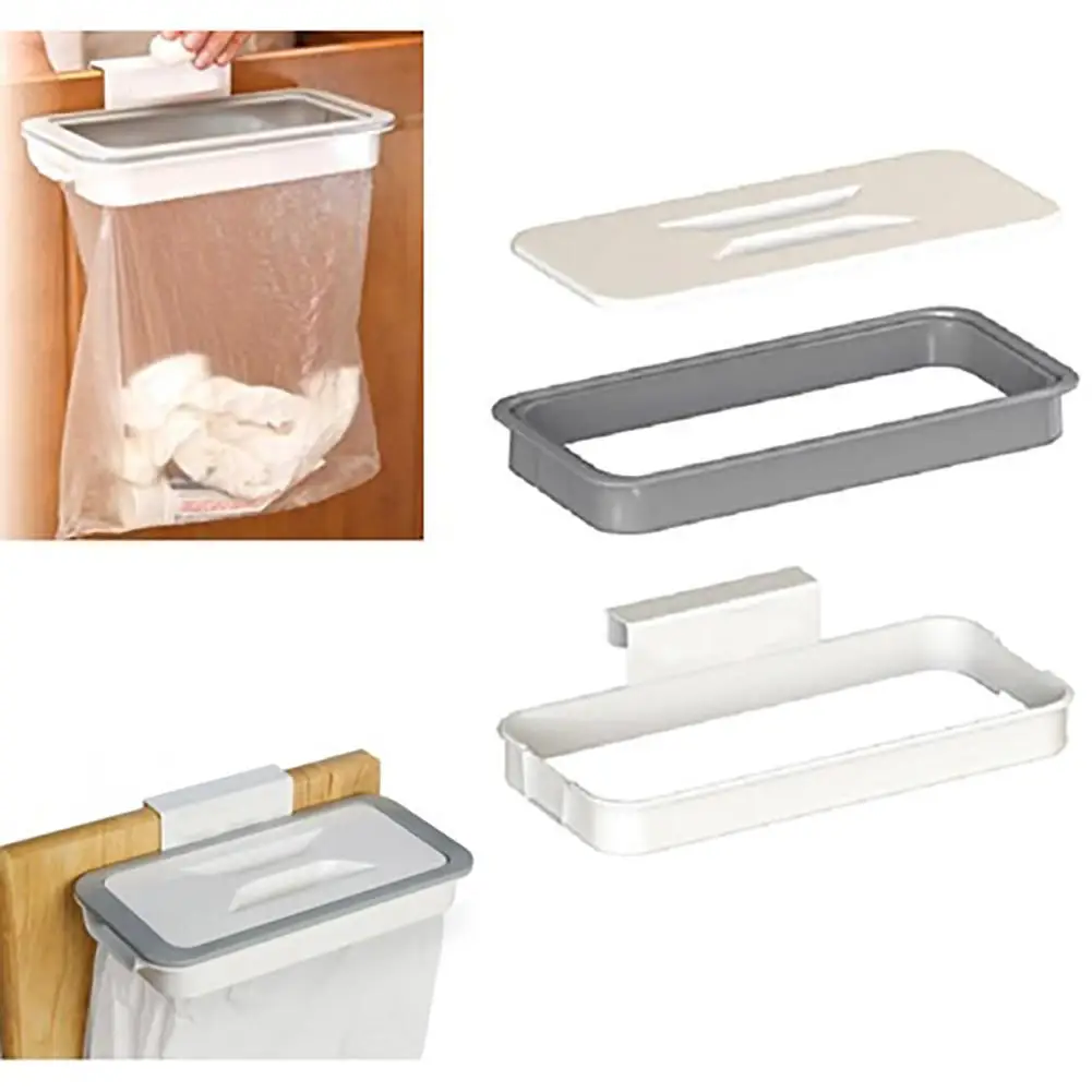 

1Set/3Pcs Fashion Kitchen Cabinets Door Basket Hanging Trash Can Waste Bin Garbage Rack Tool Storage Holders Trash Racks