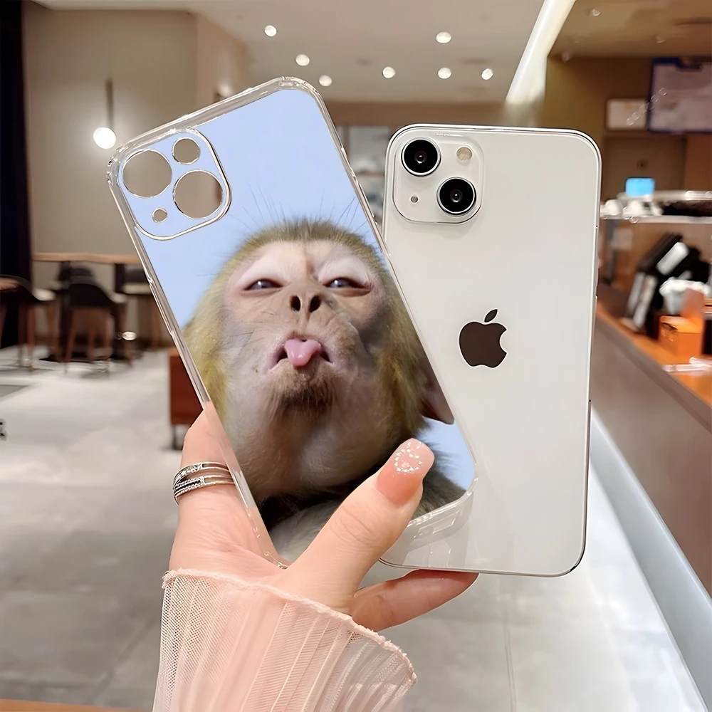 Чехол для телефона с принтом обезьяны 15 Pro Max iphone 14 Plus 11 12 13 Mini 7 8 X XR XS SE прозрачный