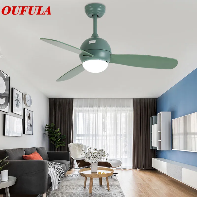 

ANITA Modern Ceiling Fan Lights Green Lamps Contemporary Remote Control Fan Lighting Dining room Restaurant Fashional