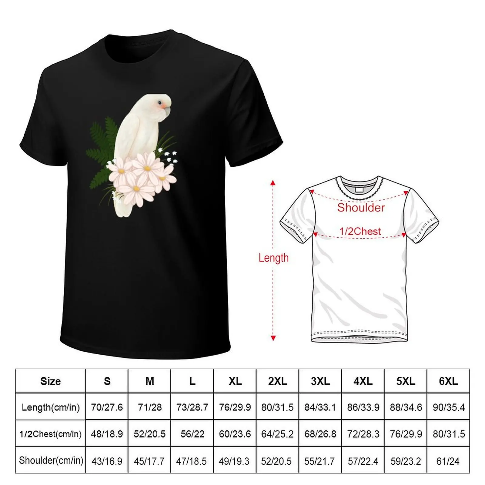 Фото Футболка Goffin's Cockatoo, долговечная повседневная футболка №2