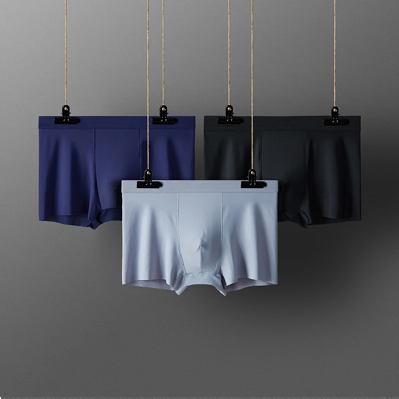 3-pack Milk Silk Printed Thin 3D Convex Bag Men's Underwear With Breathable And Refreshing Ice Silk Boxer Shorts For Men