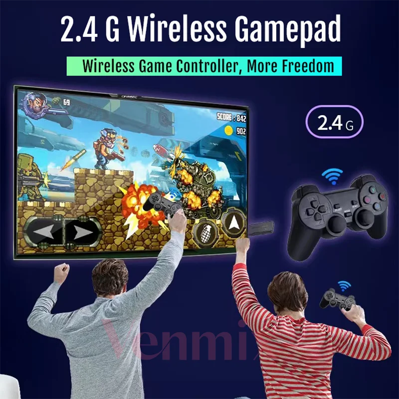Video Game Console 2.4G Wireless Double Controller For PS1/FC/GBA  4K HD Retro TV Dendy Game Player 10000 Games Stick New Arrive