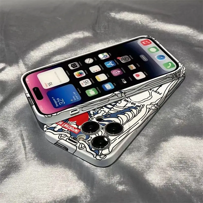 

Body checkup trendy phone case for iphone 11 13 pro max 14 plus 12 silicone back cover for iphone 8 plus 7 se2 xr xs max x shell