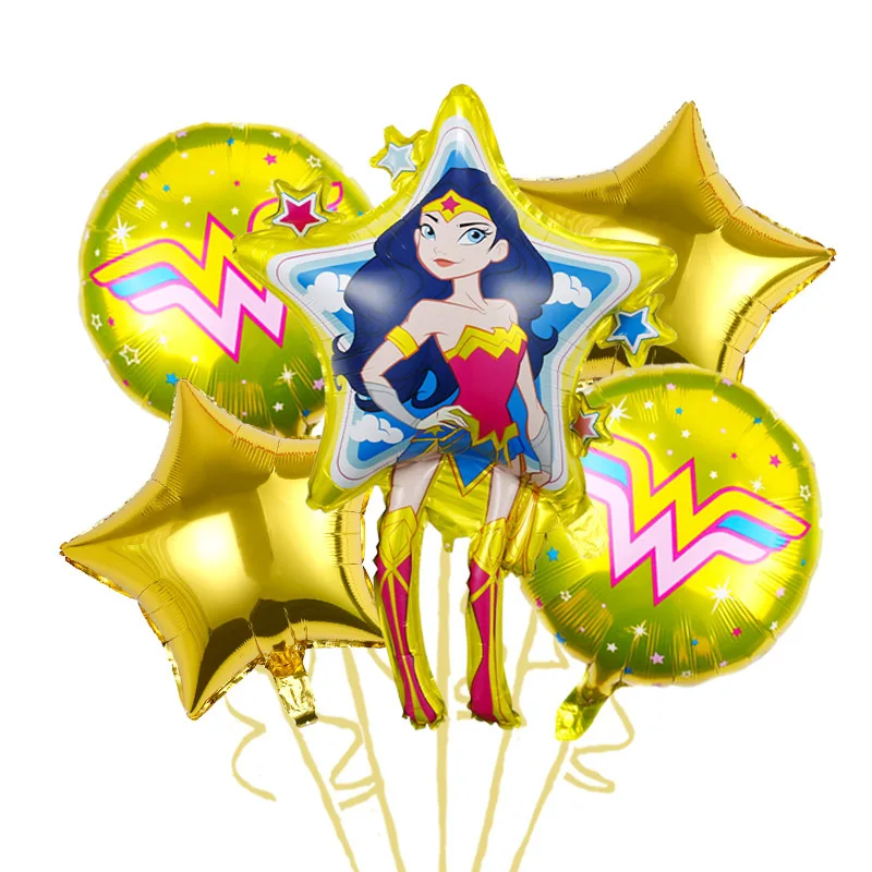 Superhero Theme Kid Birthday Balloon Party Decoration Wonders Woman Banner Cake Card Set Baby Shower Globos Party Event Supplies images - 6