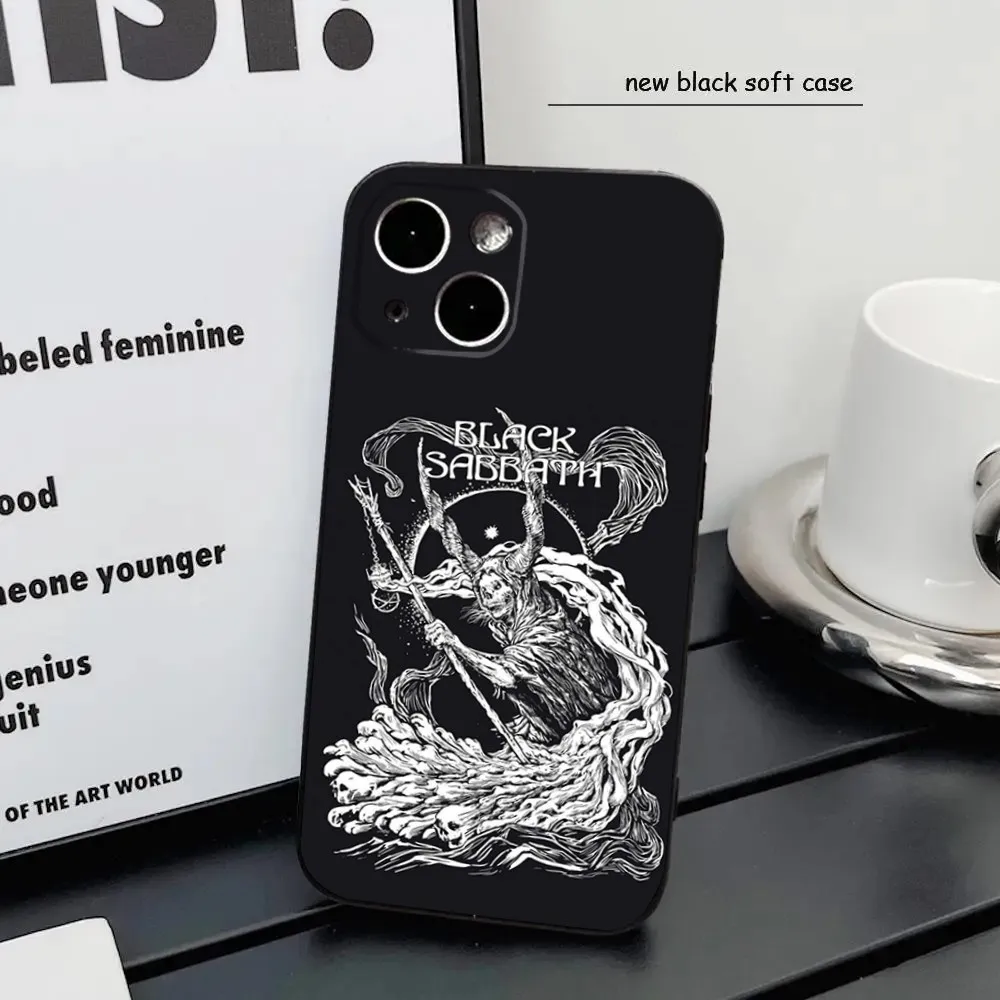 B-Black S-Sabbath S-Smart Phone Case For iPhone16 15 14 13 12 Mini 11 Pro XR X XS MAX 7 8 Plus Silicone Cover Soft Black