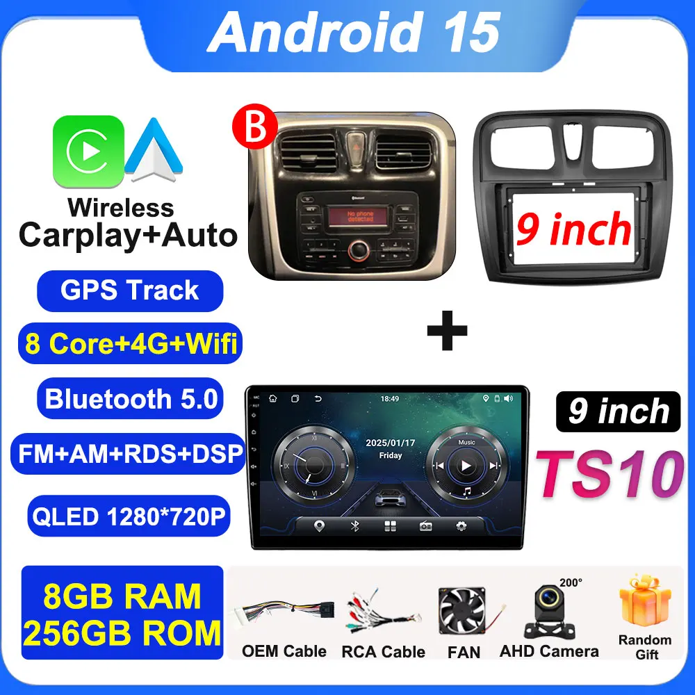 

Android 15 Автомобильный радиоприемник Мультимедийный видеоплеер для Renault Logan 2 Sandero 2 2012-2019 Carplay2 Din GPS-навигация Стерео Wi-Fi