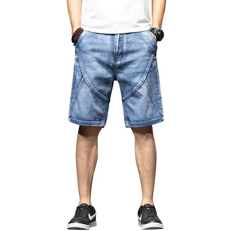 Джинсовые шорты-карго для мужчин мешковатые штаны из денима много карманов