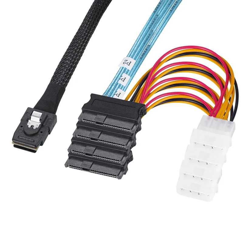 internal Mini SAS 36-Pin SFF 8087 To 4 SAS 29-Pin Power Connector Core Wire ssd Hard Disk Data Drive SFF8482 Cable