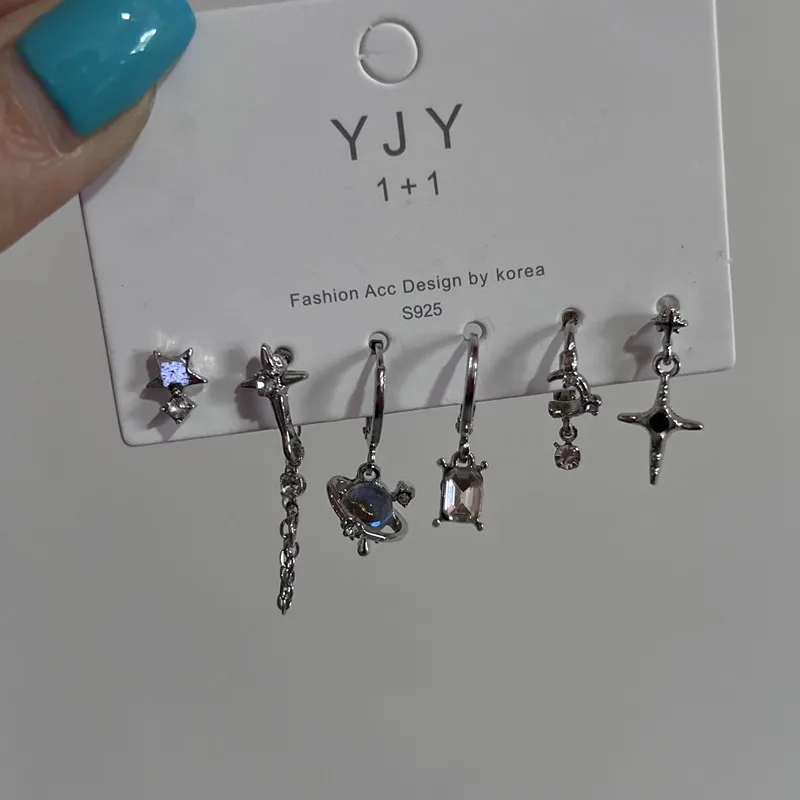 6 шт./комплект серьги-подвески в виде звезд