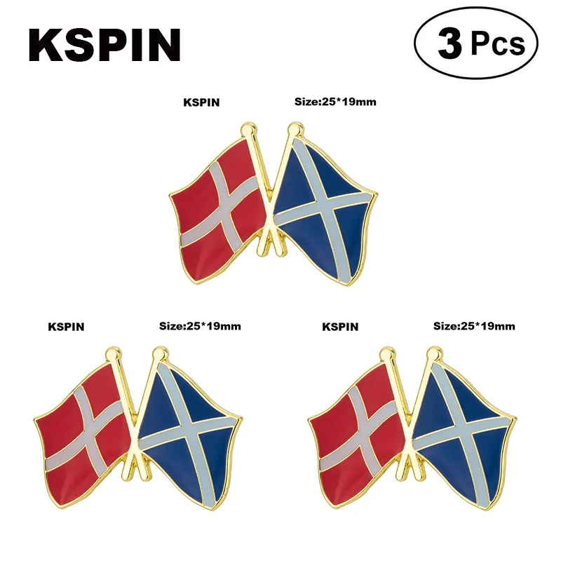 

Denmark & SCOTLAND BLUE Friendship Flag Lapel Pin Flag badge Brooch Pins Badges 3Pcs a Lot