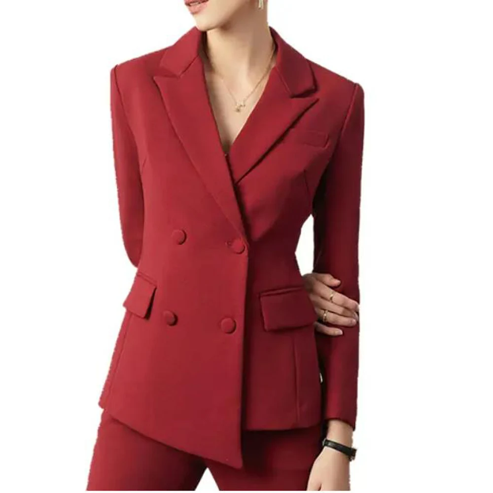 Double Breasted Elegant Women's Sets Lapel Slim Fit Goddess Suit 2-piece Set (suit + Pants) Chic Woman Luxury Blazer Suits