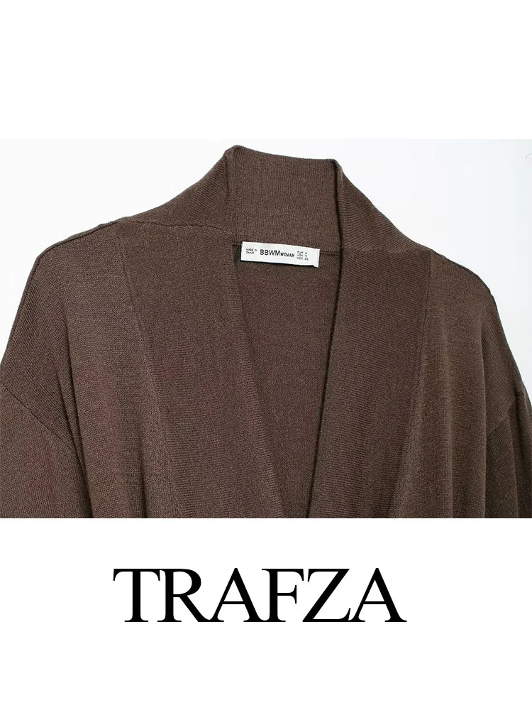 Женская длинная куртка-кимоно с V-образным вырезом и длинными рукавами