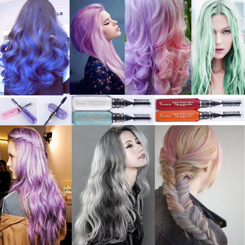 

Sdotter professional hair color kits long lasting Hair Dye one time hair wax blue purple pink grey hair color mascara