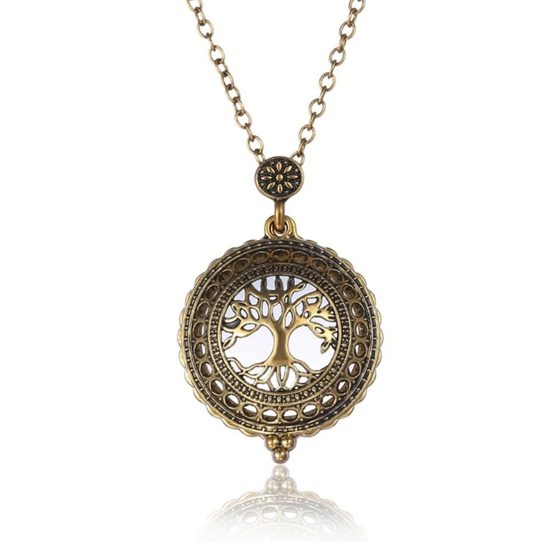 

Hollow Magnifying Glass Necklaces Vintage Antique Golden Tree of Life Necklaces